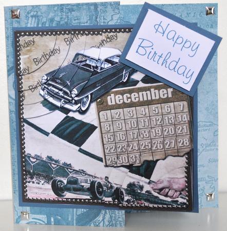 Vintage Cars December Calendar 6in Duo Corner Stacker by Elaine Thompson