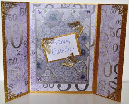 Lilac and Gold 50th Birthday A4 Backing Paper by Elaine Thompson