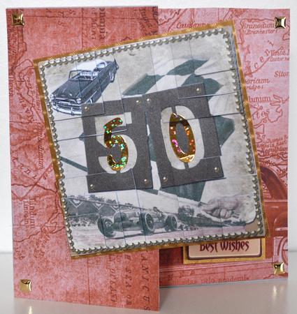 Vintage Racing Car 50th Birthday 5in Corner Stacker by Elaine Thompson