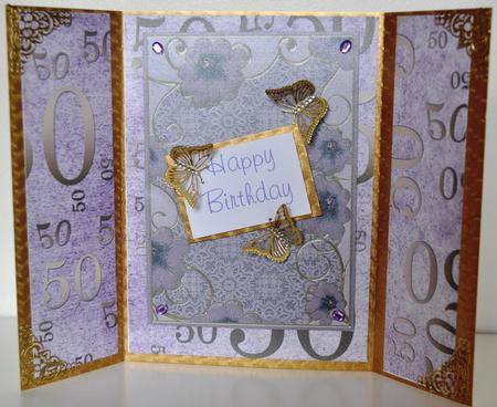 Purple and Beige Floral Lace 7x5in Card Base Edger by Elaine Thompson