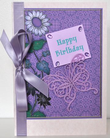 Lilac and Plum Lace Daisy 7x5in Card Base Edger by Elaine Thompson