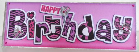 Large Dl Happy Birthday Animal Print Felties Quick Card N 3D by Elaine Thompson