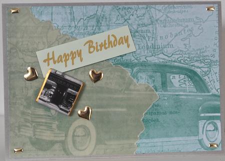 Car Map Roadtrip Mint A4 Backing Paper by Elaine Thompson