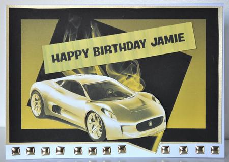 Yellow Sport Car Decoupage by Elaine Thompson