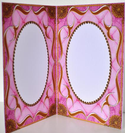 Pink Roses Fancy Bracket 7x5in Matching Card Insert by Elaine Thompson