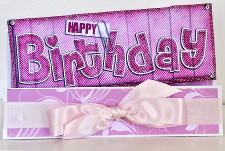 Dl Happy Birthday Denim Felties Side Stacker Topper by Elaine Thompson