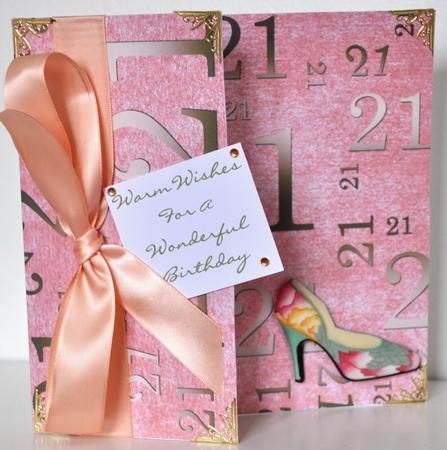 Peach and Gold 21st Birthday A4 Backing Paper by Elaine Thompson