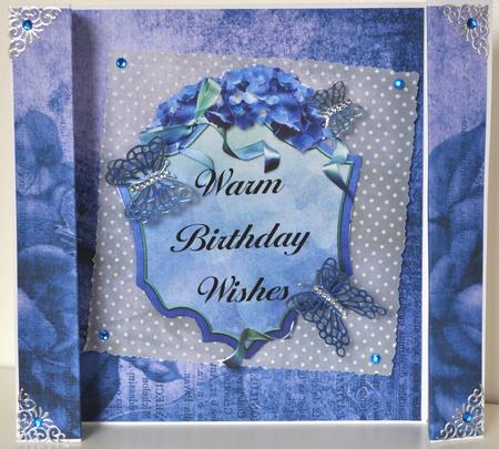 Vintage Tea Rose Blue A4 Backing Paper by Elaine Thompson