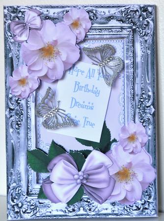 Inside Out Card Soft and Pretty Pink Roses and Bows by Elaine Thompson