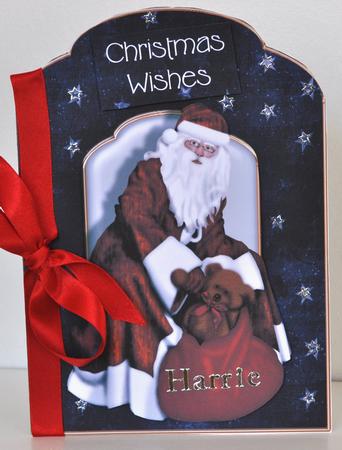 Santa's Christmas Wishes Scalloped Top Quick Card by Elaine Thompson