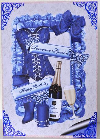 I Love to Party with Champagne in Blue by Elaine Thompson