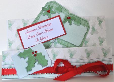 Holly Pastel Background with Ruffle Border Apple/green by Elaine Thompson
