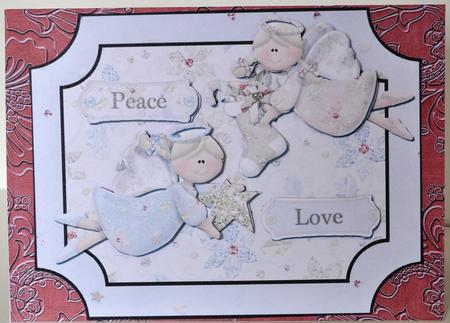 Red Floral Embossed A4 Backing Paper by Elaine Thompson
