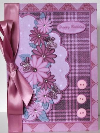 Dusky Pink Daisy Check A4 Backing Paper by Elaine Thompson