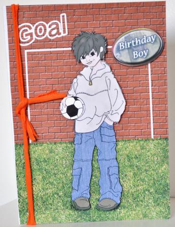 Teenage Footballer Card Front by Elaine Thompson