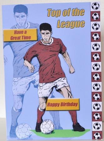 Red Footballer 3 - Top of the League (a5) by Elaine Thompson