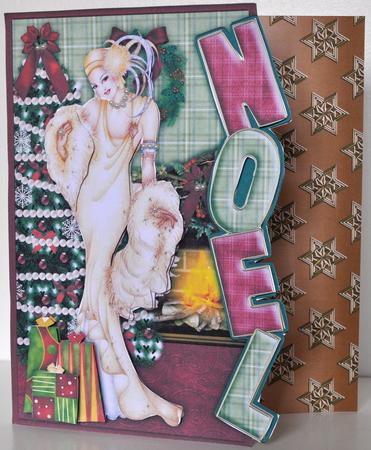 Art Deco Lady Over the Side Noel Card by Elaine Thompson