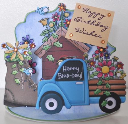 Mini Easel Tableau 3D Card - Garden World by Elaine Thompson