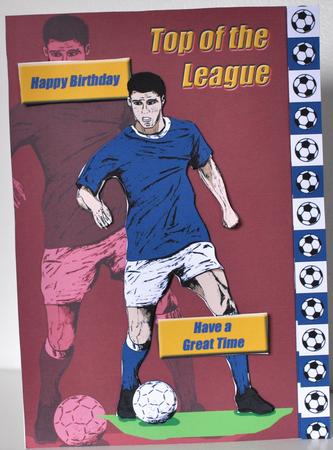 Blue Footballer 1 - Top of the League (a5) by Elaine Thompson