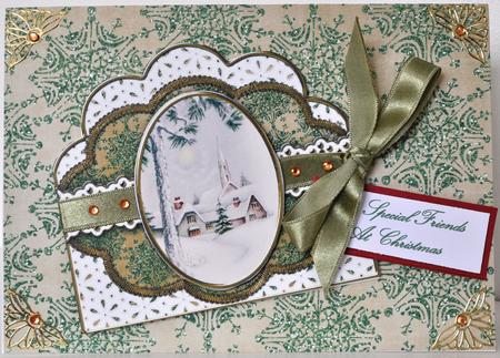 Winter Pub Gold Scallop 3D Step by Step Card Kit by Elaine Thompson