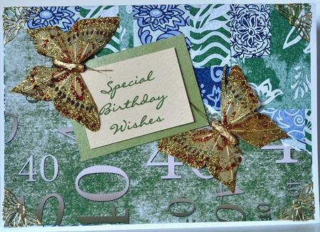 Olive and Gold 40th Birthday A4 Backing Paper by Elaine Thompson