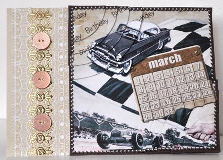 Vintage Cars March Calendar 6in Duo Corner Stacker by Elaine Thompson