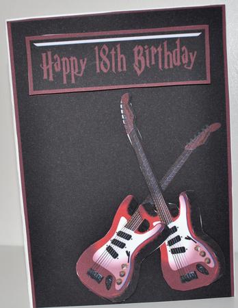 Rockin Red Guitar Birthday Card by Elaine Thompson