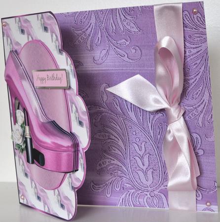 Lilac Painted Embossed Leaf A4 Backing Paper by Elaine Thompson
