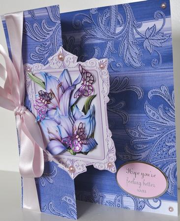 Blue Painted Embossed Leaf A4 Backing Paper by Elaine Thompson