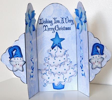 Christmas Tree with Cheeky Stars, Trifold by Elaine Thompson