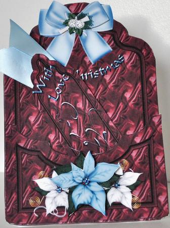 Blue Poinsettia Pocket Card by Elaine Thompson
