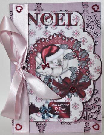 Little Christmas Sparrow A4 Scallop Card Front by Elaine Thompson