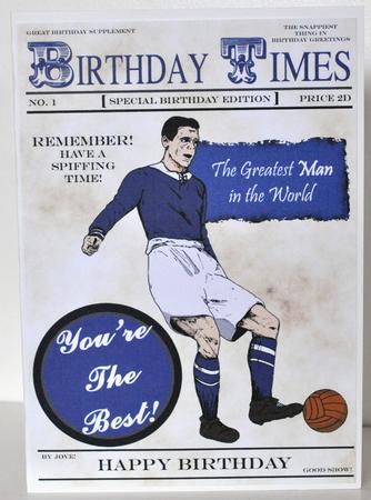 Blue Vintage Footballer (man's Birthday) - A5 by Elaine Thompson