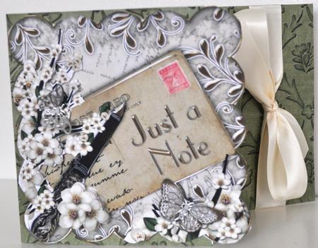 Cream Blossom Just a Note Postcard Step by Step by Elaine Thompson