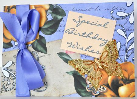 Blue Lemon Rose Postcard A4 Backing Paper by Elaine Thompson