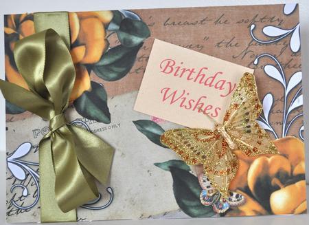 Vintage Tea Lemon Rose Postcard A4 Backing Paper by Elaine Thompson