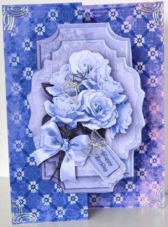 Blue Daisy Quilt Print A4 Backing Paper by Elaine Thompson