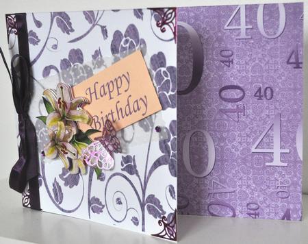 Lilac Metallic 40 Birthday A4 Backing Paper by Elaine Thompson