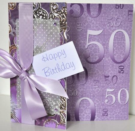 Lilac Metallic 50 Birthday A4 Backing Paper by Elaine Thompson