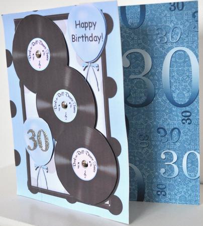 Dusky Teal Metallic 30 Birthday A4 Backing Paper by Elaine Thompson