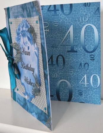 Dusky Teal Metallic 40 Birthday A4 Backing Paper by Elaine Thompson