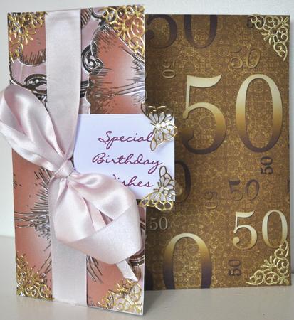 Gold Metallic 50 Birthday A4 Backing Paper by Elaine Thompson