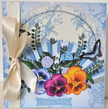 Floral Moc Willow Pattern Birthday Greeting Card by Elaine Thompson
