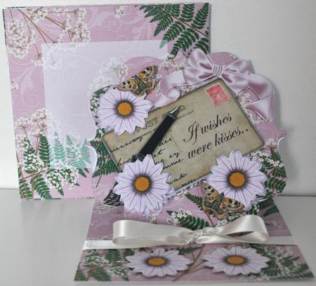 Pink Daisy If Kisses Were -  Easel Card and Envelope Kit by Elaine Thompson