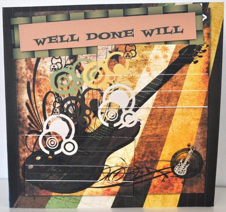 Guitar Birthday Greeting Card in Grunge by Elaine Thompson