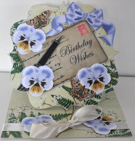 Pblue Pansy Lemon Birthday Wishes Easel Card & Envelope Kit by Elaine Thompson