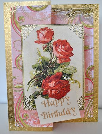 Pretty Roses Style 1 Fold Back Card by Elaine Thompson