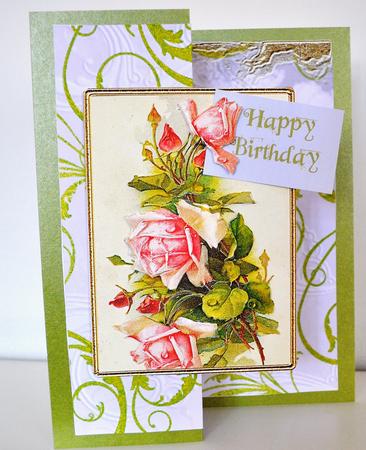 Rose Birthday Fold Back Card by Elaine Thompson