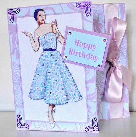 Vintage Fashion Lady on Art Deco Background Quick Card by Elaine Thompson