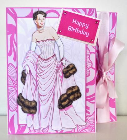 Vintage Fashion Lady on Art Deco Background Quick Card by Elaine Thompson